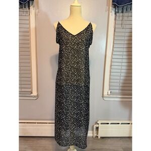 Minimalist Abstract Slip Dress Sheer Layered Japanese Style Midi S M